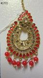 Fancy Tika, Indian Designer Maang Tikka Golden CZ Red #3051772
